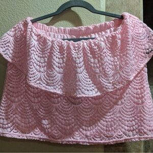 NWT Lilly Pulitzer Pink Wiley Off-Shoulder Blouse Tube Top in Coral Reef, Size L